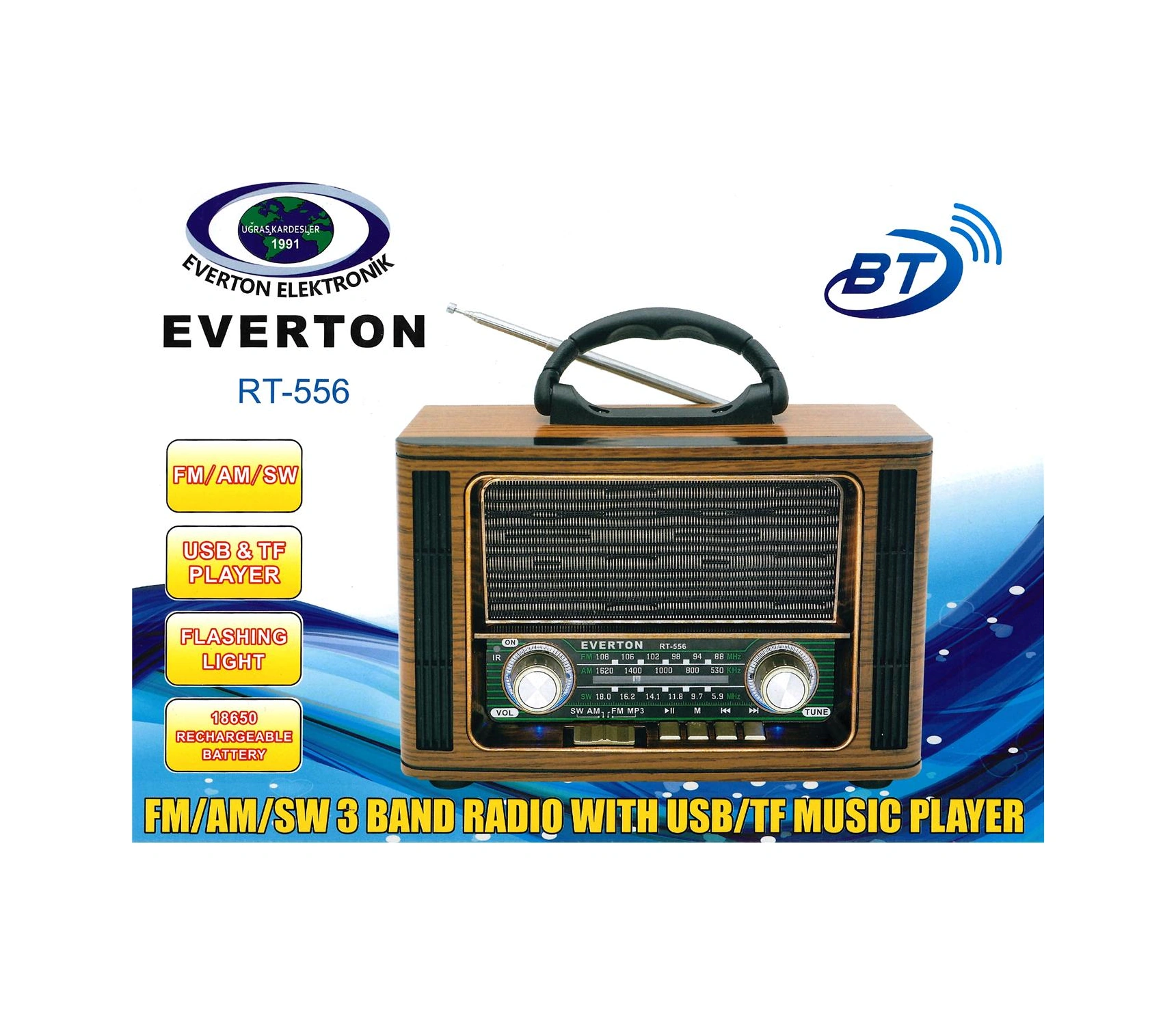 Everton Rt-556 Bluetooth Fm-usb-tf-aux Şarjlı Nostaljik Radyo