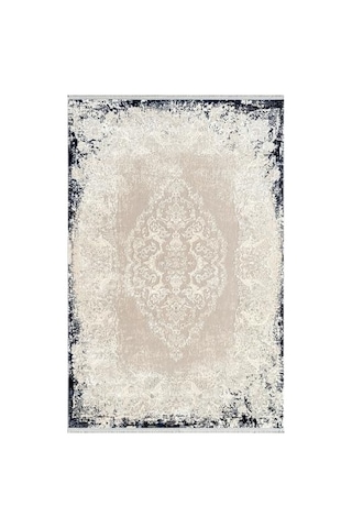 Pier Zen Hg01a Krem Lacivert Viskon Akrilik Yumuşak Leke Tutmaz Silinebilir Halı Krem Mavi 120 X 180 Genel