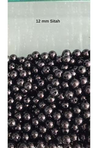 100 Gram - İnci Boncuk - 12 Mm Renk : Siyah