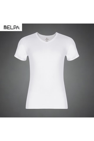 Belpa Ceylanoğlu Ribana Erkek V Yaka Yarım Kol Atlet 6'lı %100 Pamuk Beyaz