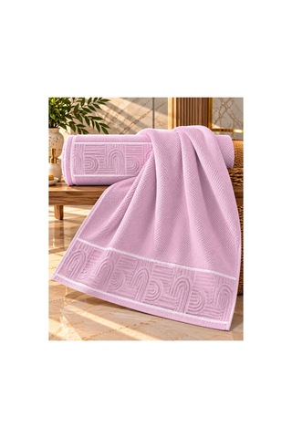 Jakarlı Büyük Boy Banyo Havlusu Premium Sıkı Dokuma %100 Organik Pamuk 90x150 Cm Lila - 945284492 Lila