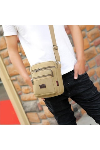 Erkekler İçin Şık Ve Fonksiyonel Tuval Çapraz Çanta, Fermuarlı Omuz Çantası, Haberci Çantası, Spor Ve Günlük Kullanım İçin Pratik Göğüs Çantası Yeşil