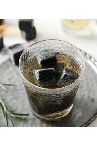 Skycity Granit Whiskey Taşları Seti 9 Adet - İçecekleri Sulandırmadan Soğutma - Kadife Çanta İçerir Siyah Gri