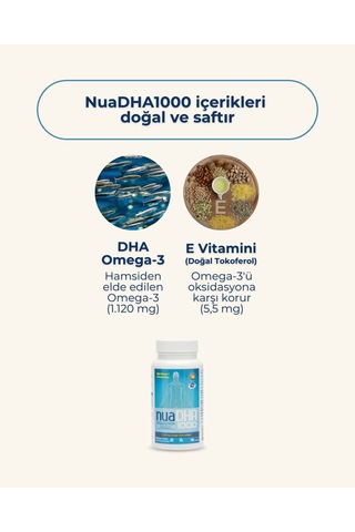 Nua Dha 1000 Omega-3 İçeren Gıda Takviyesi 30 Kapsül