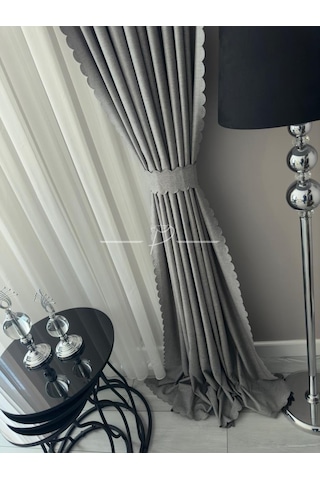 %100 Karartma Blackout Sıvama Keten Ultrasonik Kesim Fon Perde 2 Renk Seçeneği 001
