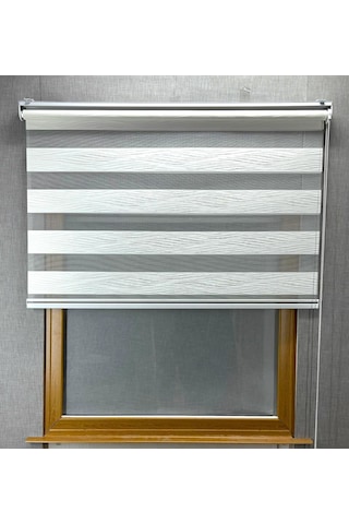 Trend Jakarlı Zebra Perde Beyaz