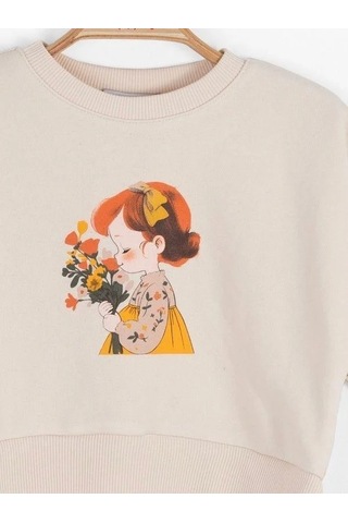 Nk Kids Kız Bebek Pamuklu İki İplik Bahar Sweatshirt-14717 Krem