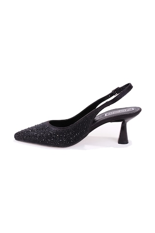 Dagoster Dza07-1240a87 Siyah Taşlı 7 Cm İnce Topuklu Abiye Kadın Ayakkabı Siyah