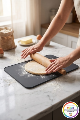 Silikon Pişirme Matı Fırın Tepsisi Kaymaz Kurabiye Pişirme Kağıdı Alternatifi 40x30 Cm Çok Renkli