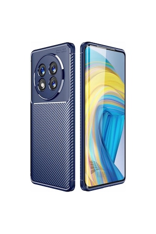 Honor Magic 7 Lite Uyumlu Silikon Kılıf Karbon Desenli Kamera Korumalı Kapak Lacivert Lacivert