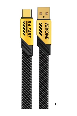 Wk Wdc-190a Mech Serisi 6a Usb Usb-c / Tip-c Hızlı Şarj Veri Kablosu, Uzunluk: 1m Sarı