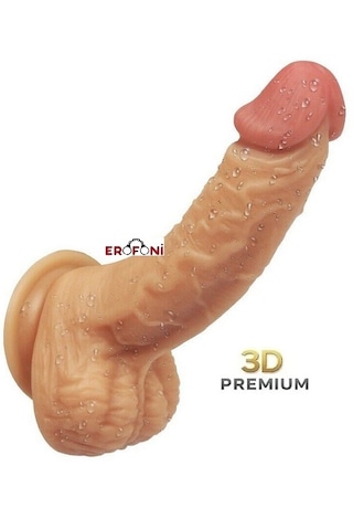 Erofoni Premium 3d Gerçekçi Model Ultra Süper Realistik 20 Cm Vantuzlu Yapay Dildo Penis