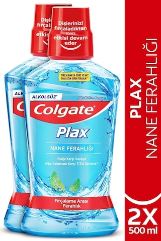 Colgate Plax Nane Ferahlığı Plağa Karşı Ağız Bakım Suyu 500 ml x 2 Adet