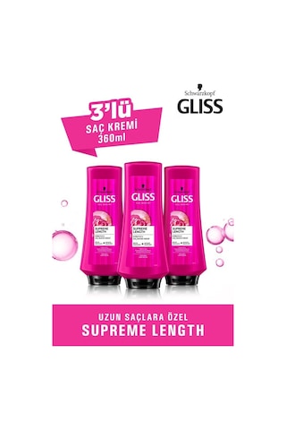Gliss Supreme Length Uzun Saçlara Özel Saç Kremi 360 ML x 3