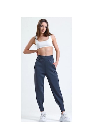Winmoda34 Jogger Dalgıç Eşofman Geniş Kemer Paça Büzgülü Gri