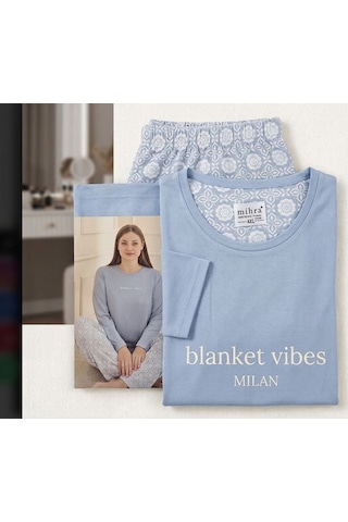 Miressa Büyük Beden Pijama Takımı Buz Mavisi