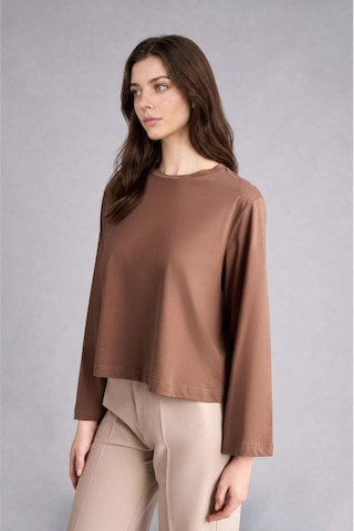 Defacto %100 Pamuk Relax Fıt Penye Uzun Kollu Kahverengi Tunik H7196ax26smbn254 Kahve-bn254