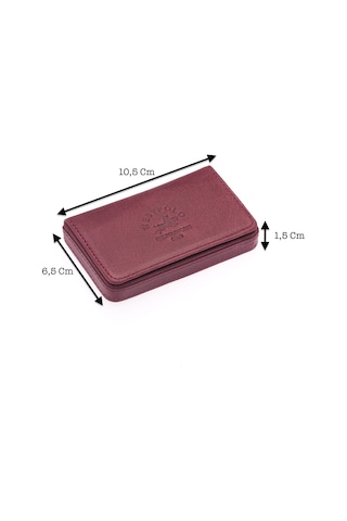 Westpolo Eskitme Hakiki Deri Unisex Tek Bölmeli Kartlık - Bordo Bordo