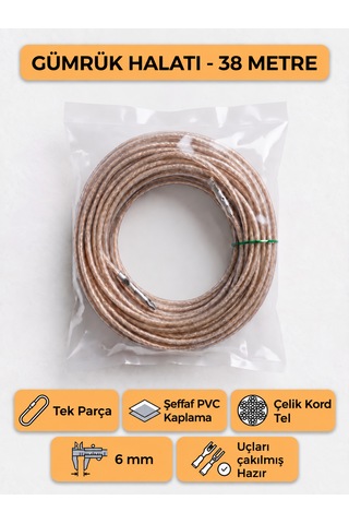 Tır Dorse Kamyon Konteyner Gümrük Halatı Galvanizli Çelik Tel 38 Metre 6mm