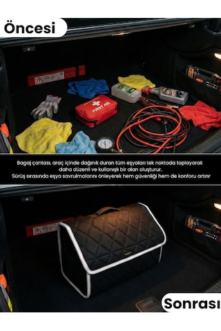 Araç Bagaj Düzenleyici Organizer Tay Tüyü Kaymaz Cırt Bantlı Geniş Hacimli Çanta A8