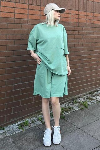 Madmext Mint Yeşili Kısa Kollu Şort Takım Mg1981-mint Yeşili Mint Yeşili