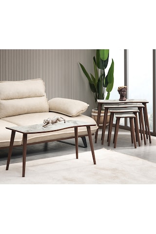 Vovvahome Salsa 4lü Mdf Ahşap Zigon Sehpa Ve Orta Sehpa - Beyaz