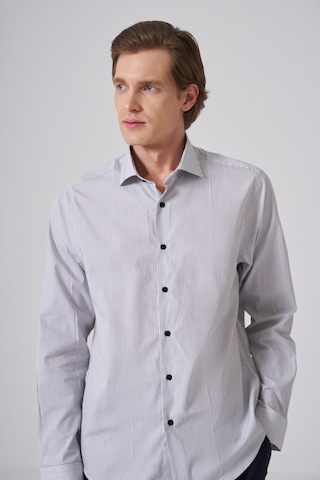 Morven Erkek Siyah Pamuk Trend Çizgili Dynamic Fit İtalyan Yaka Gömlek 26mc004046002 Siyah
