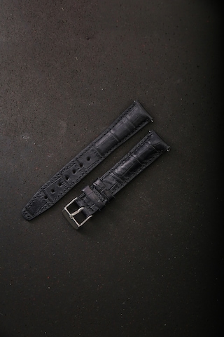 Hakiki Deri 18mm Akıllı Pimli Saat Kordonu Siyah - Beyaz