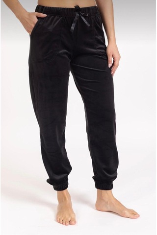 Kadın Soft Cepli Fransız Kadife Tek Alt Pijama SiYAH
