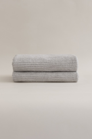 Ivory Gri Fitilli Mikro Fiber %100 Pamuk 2li El Yüz Havlusu Seti Gri