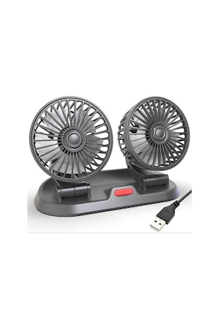 Ally F410 Usb Çift Başlıklı Araç Fanı Oto Fan Vantilatör Ve Numaratör, Siyah