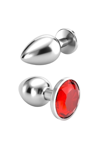 Red Fox Paslanmaz Çelik Anal Plug Tıkaç Kırmızı Taşlı