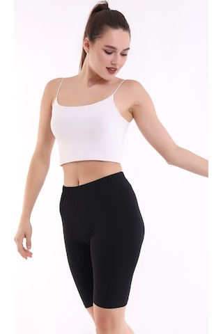 Self Clothing Kadın Siyah Penye Kumaş Yüksek Bel Kısa Tayt Slf1295