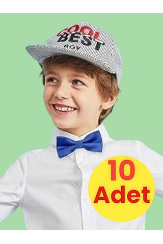 Tezzgelsin Erkek Çocuk Saten Papyon 10 Adet Saks Mavisi