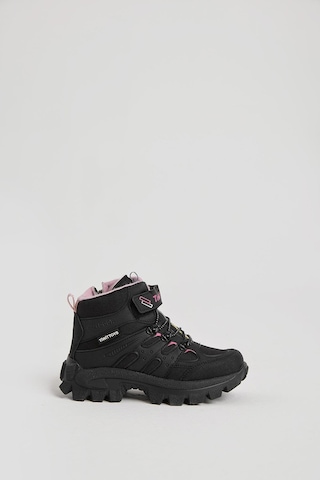 Tonny Black Kalın Kauçuk Taban Lastik Bağcıklı Cırtlı Çocuk Unisex Siyah Pudra Outdoor Trekking Bot Tbkmn340 Siyah Pudra