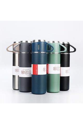 Youtek 3'lü Kupa Li Dli 500ml 304 Çelı K Termos Seti - Sıcak/soğuk İçki Sağlar, Taşınabilir Outdoor & Araç Kullanıma Uygun Siyah