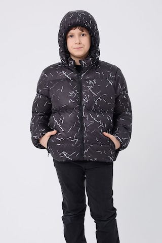 Erkek Çocuk Siyah Çıkabilir Kapüşonlu Su Ve Rüzgar Geçirmez Cepli Kışlık Şişme Mont & Kaban & Parka Siyah