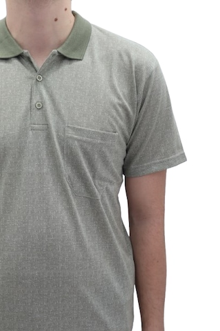 Santa Dmctekstil Erkek Jakarlı-003 Desenli Klasik Kesim Rahat Kalıp Tek Cepli Polo Yaka T-shirt Yeşil