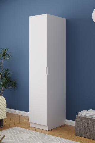 Lento 1 Kapaklı 5 Raflı Gardırop Beyaz Beyaz