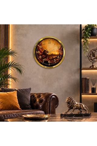 Altın Zafer Taraftar Temalı 40 X 40 Cm Metal Duvar Saati Gold