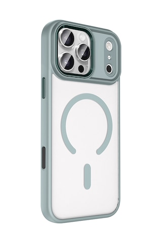 Techaks Apple Uyumlu iPhone 17 Pro Max Kılıf Wireless Şarj Özellikli Zore Krom M-safe Silikon Kapak - Siyah Siyah