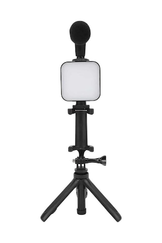 Telefon Tutucu Mikrofonlu Tripod Vlog Çekim Video