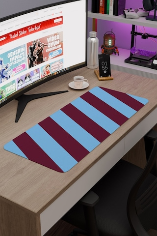 Bordo Mavi 70x30 Xl Taraftar Gaming Oyuncu Mouse Pad Kaymaz Taban Büyük Klavye Fare Altlığı Şerit