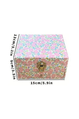 Willowhaven Pembe Çiçek Desenli Dönen Balerin Müzikli Çift Çekmeceli Takı Kutusu