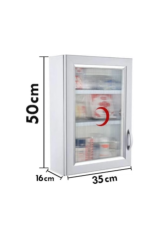 Ecza Dolabı Kapaklı PVC İlk Yardım Dolabı 50x35x16 CM 159