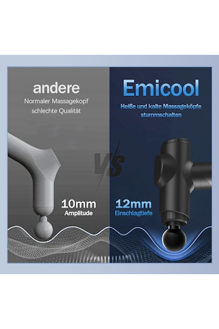 Isı Ve Soğuk Terapili Emicool Masaj Tabancası, 5 Ataşmanlı Ve 5 Yoğunluk Seviyeli 0,78 Kg Sessiz Masaj Tabancası, 12 Mm Genlik Ve 45 Lbs Ayakta Kuvvet - Profesyonel Derin Doku Masajı