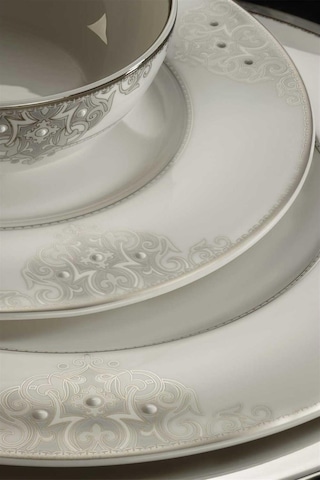 Lucky Art Royal Canterbury Lawrance Metallic 72 Parça Yemek Takımı Beyaz