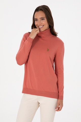 U.S. Polo Assn. Kadın Gül Kurusu Boğazlı Basic Kazak 50313621-VR026
