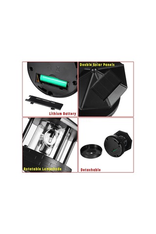 Güneş Enerjili Deniz Feneri, Led Işıklı Dekoratif Döner Güneş Enerjili Duman Kulesi, Bahçe, Çim, Veranda İçin Su Geçirmez Ip 44 Led Güneş Enerjili Işık, Siyah Diğer