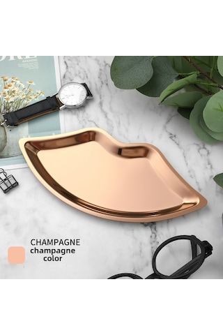 Shineyee Giriş Hallı Dekoratif Organizer: Yüksek Kaliteli Paslanmaz Çelik Gül Altın Renkli Aksesuar, Yüzük Ve Dekoratif Eşyalar İçin Saklama Tepsisi - Modern Minimalist Tasarım